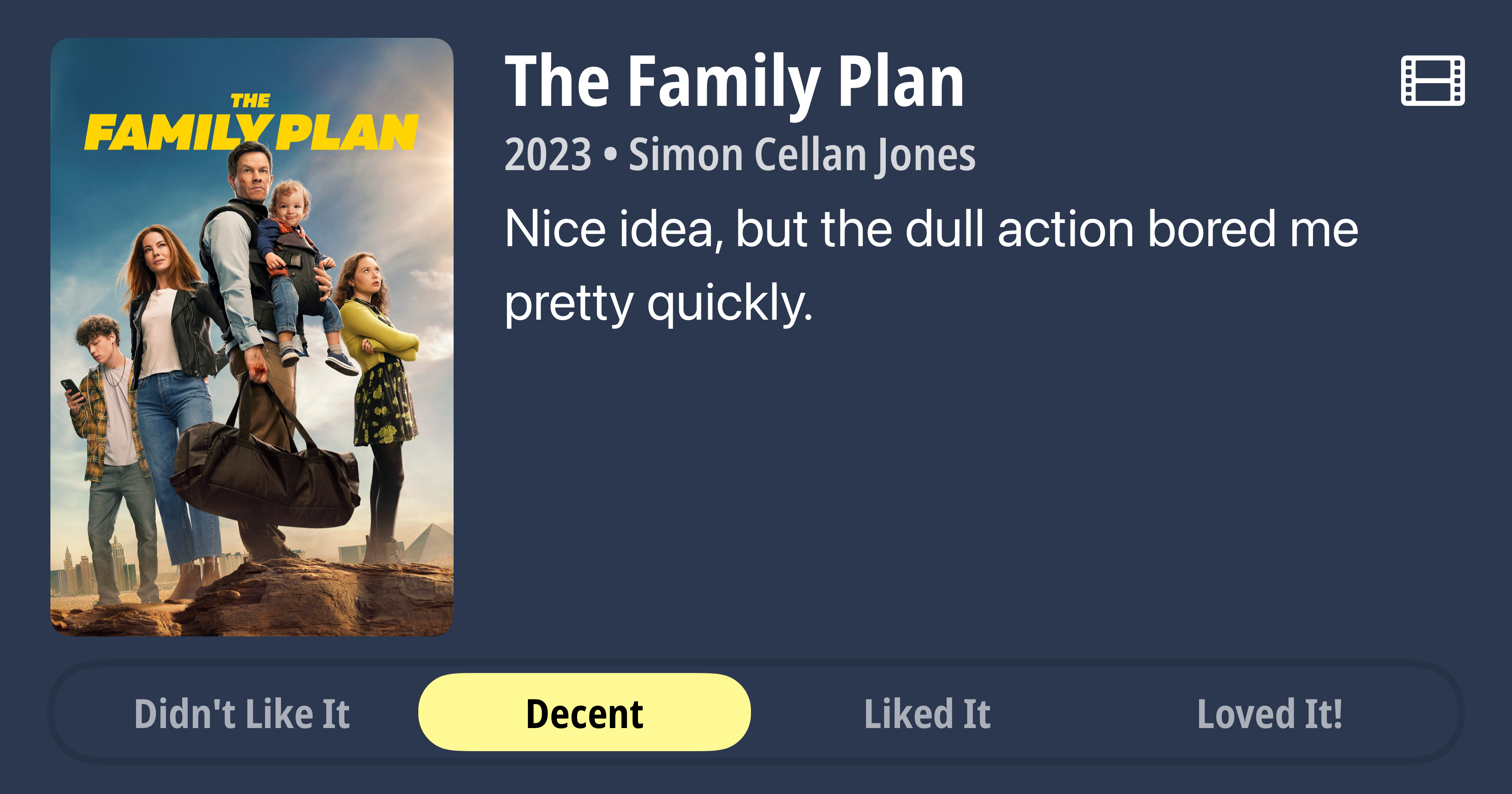 Family Plan review: Nice idea, but the dull action bored me pretty quickly. Rating: Decent