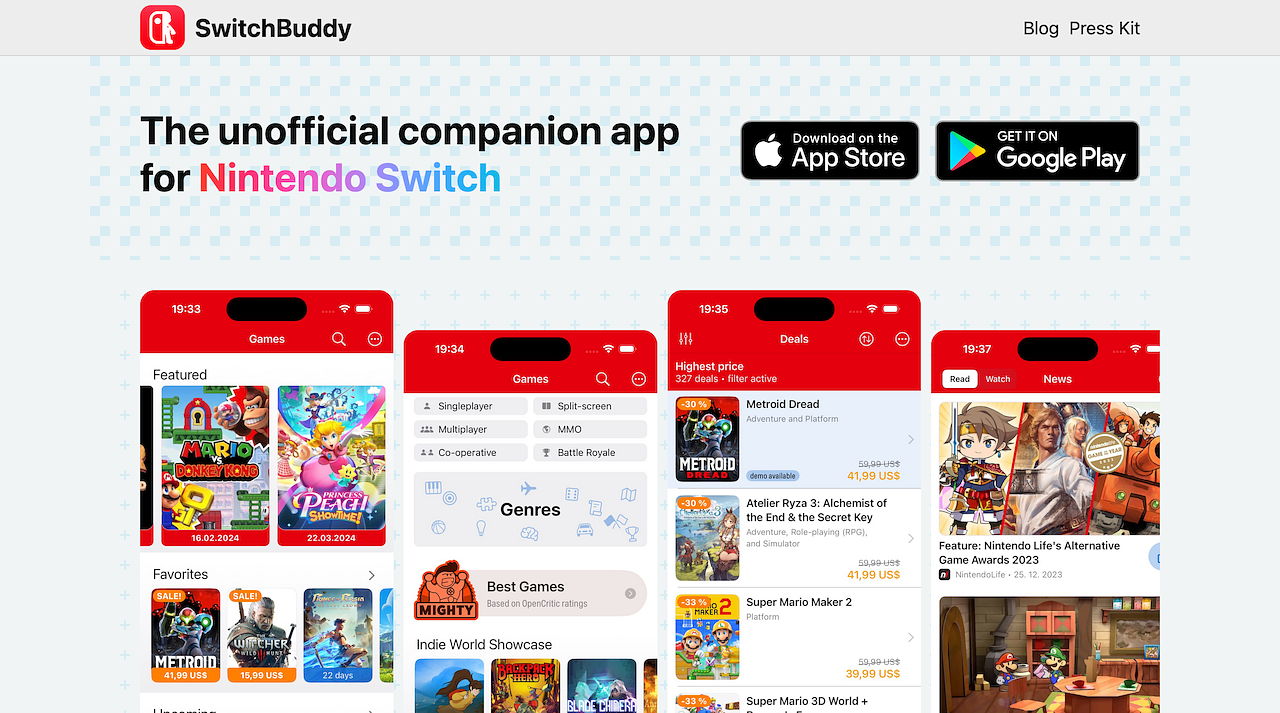 SwitchBuddy Homepage Screenshot (07.12.2024)